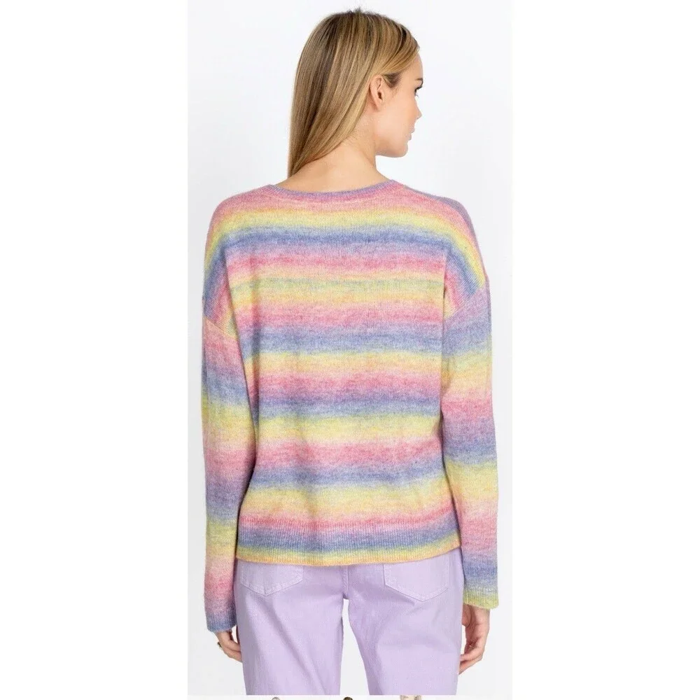 JOHNNY WAS‎ Sunrise Pullover Sweater Small Multicolor NEW Rainbow Wool Blend